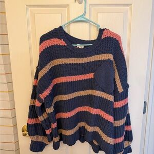 POL Navy and Pink Striped Sweater